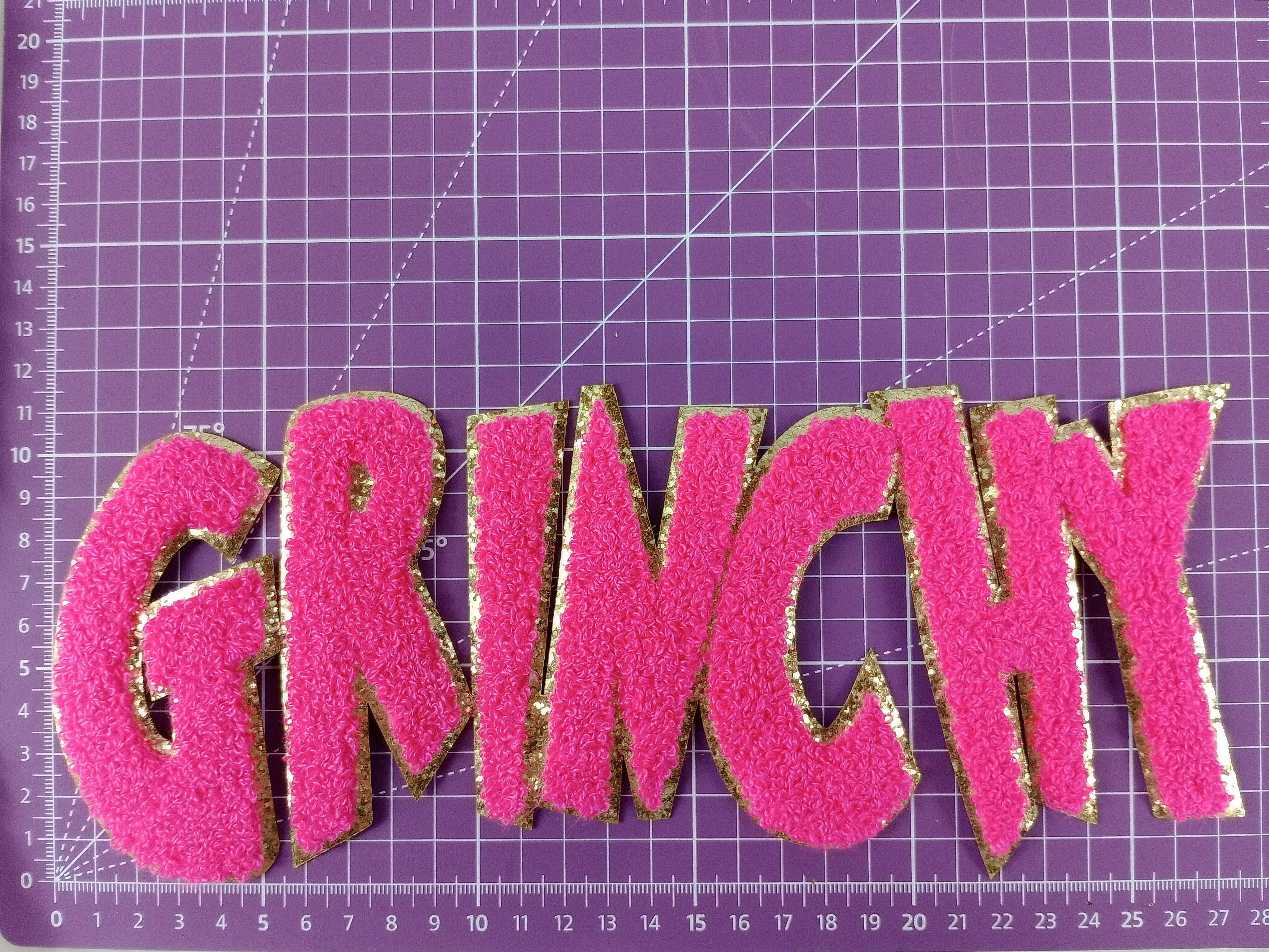 Scratch Decor - Wholesale Patch - Grinchy Word Chenille Gold Glitter Iron-on Patch5