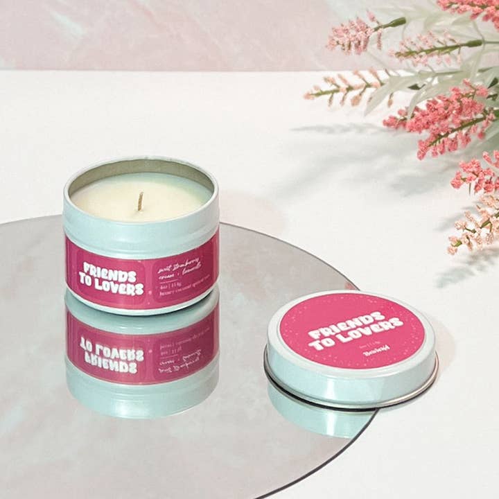 Bewick'd Studio - Wholesale Travel Candles - Friends to Lovers 4oz Candle - Book-Inspired Luxury Scented1