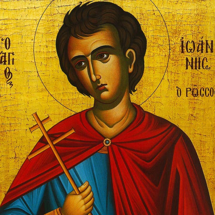 Saint John The Russian icon, Handmade Greek Orthodox icon St John, Byzantine art wall hanging on wood plaque icon, religious decor for wholesale by TheHolyArt