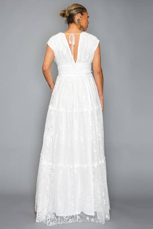 Miss Avenue – wholesale Klänning - Dam – Maxiklänning med heltäckande spets med rökig midja DM3107.10