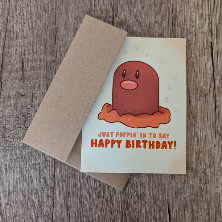 Sadsquatch - Vendita all'ingrosso Biglietti di auguri - Scheda Nintendo per videogioco Pokémon Diglett Happy Birthday