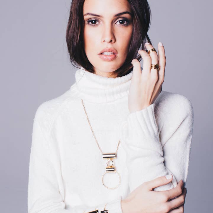 Viviane Guenoun - Wholesale Link & Chain Necklace - Geometric Forms Gold Plated Necklace4