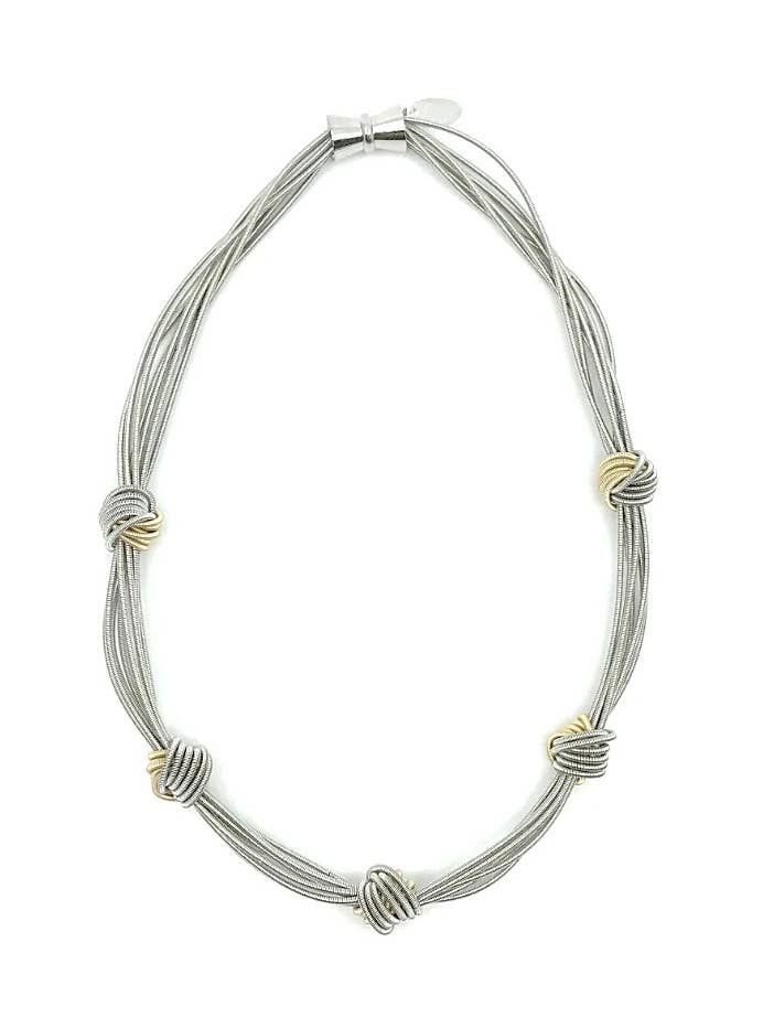 804 - Silver PW with 5 Silver and Gold Knots for wholesale by Sea Lily