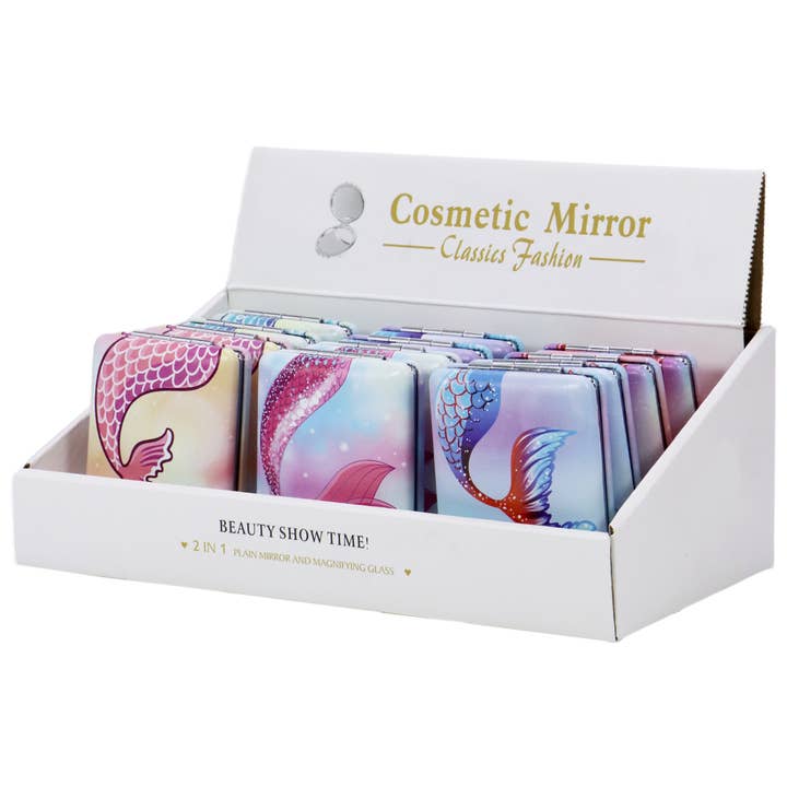 Cap Zone - Wholesale Compact Mirror - Mermaid Tail Matte Compact Cosmetic Mirror - 12 pcs