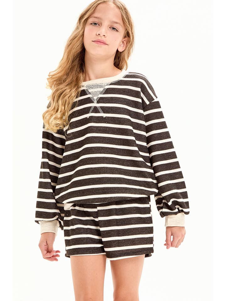 Good Girl - Wholesale Shorts - Kids - Stripe French Terry Shorts with Pocket7