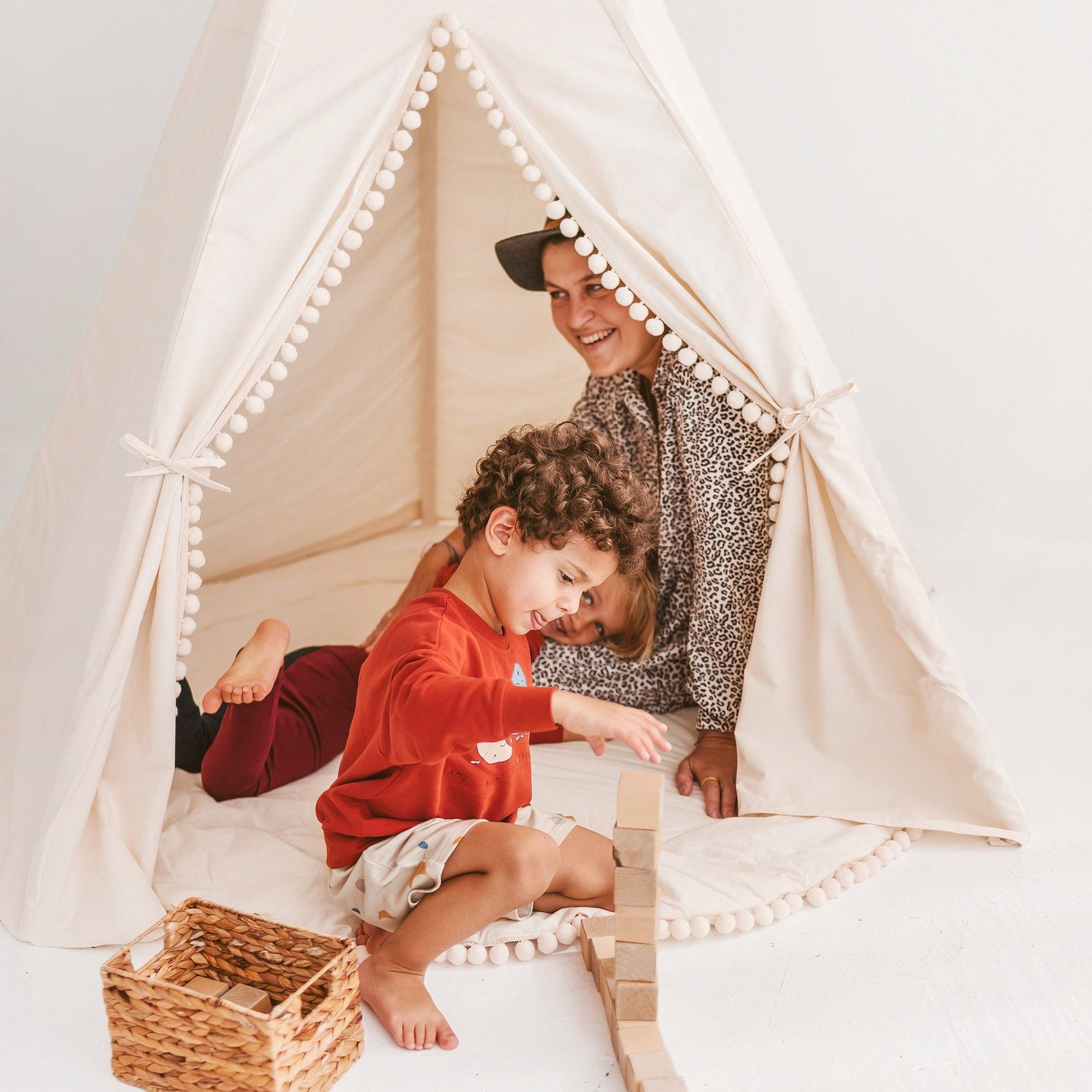 MINICAMP - Wholesale Tent - Kids - MINICAMP Extra Large Kids Teepee Tent with Pom Pom Decor4
