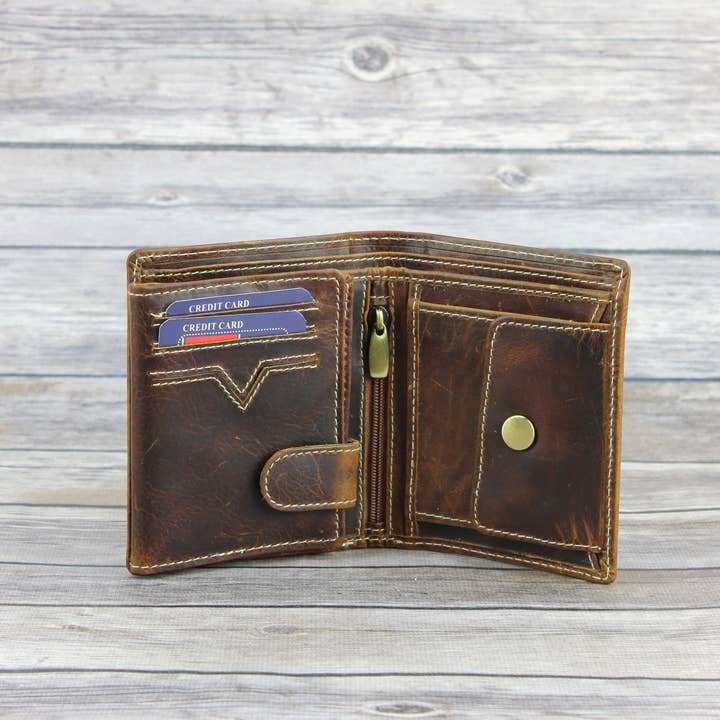Leather Impressions Inc - Wholesale Wallet - Men's - RFID Hunter leather men's euro hipster wallet style #8015