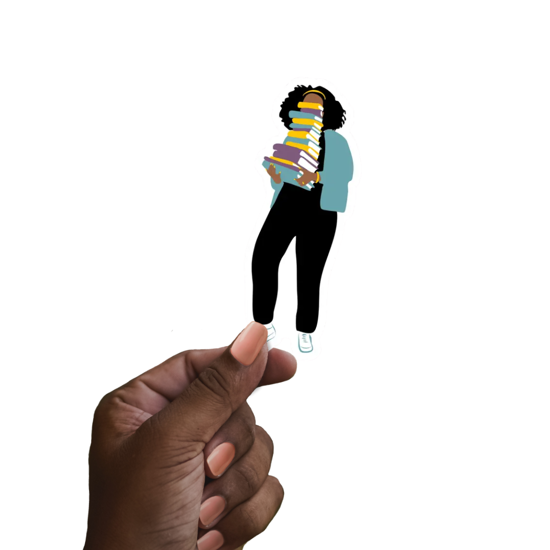 CheerNotes Greeting Cards & Stationery - Vente Autocollant - Ma Pile de Livres | Fille Noire | Autocollants pour Amoureux des Livres2