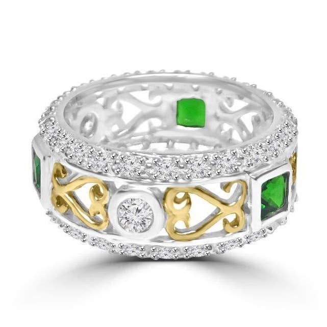 Zirconia cubica con zirconite bicolore tridimensionale in argento Sterling per la vendita all'ingrosso da parte di Diamond Veneer Travel Jewelry