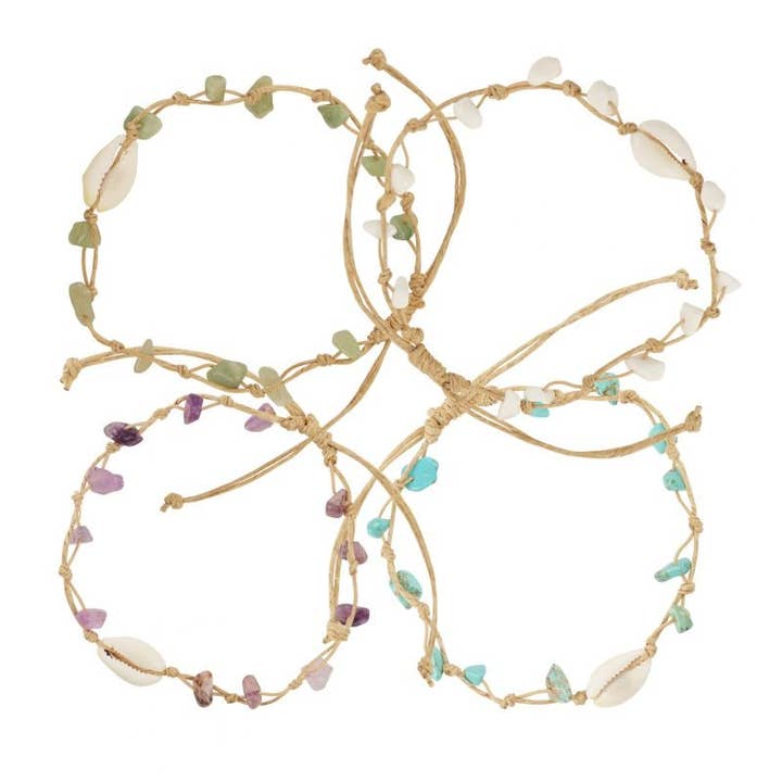 World End Imports Jewelry & Gifts – wholesale Anklet – AK Hemp/Stone Chip W/Cowry-12