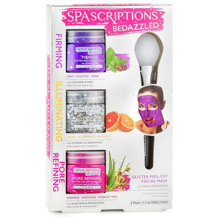 Innovarix - Wholesale Skincare Face Mask - Spascriptions BeDazzled Glitter Peel-Off Face Mask - Trio