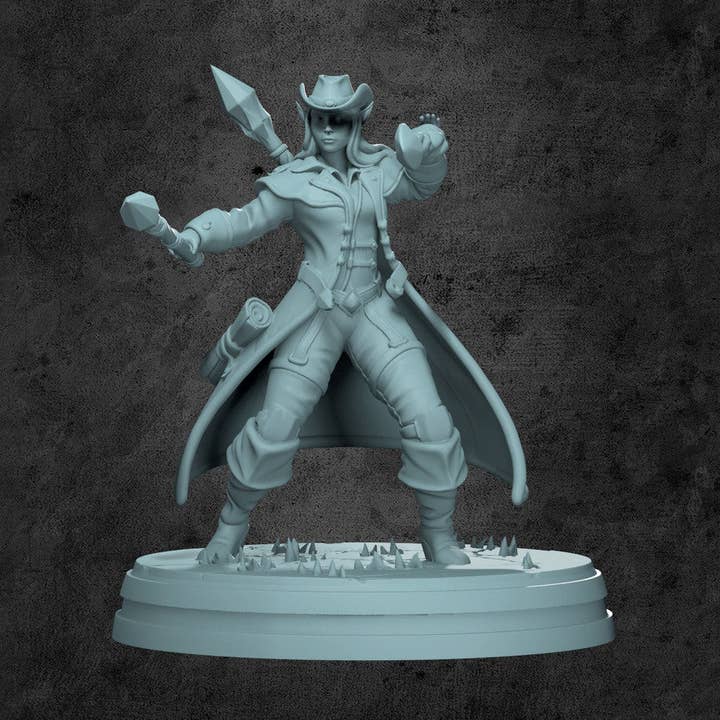Annie (Arcane Cowgirl) Miniature for Tabletop RPGs for wholesale by Kraken Dice