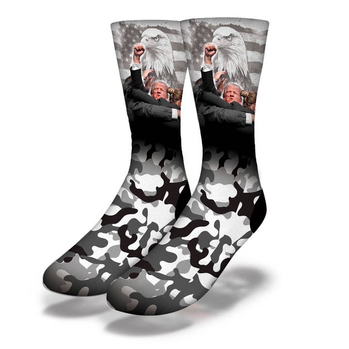 Trump Camo Eagle 2024 Socks for wholesale by Savvy Sox