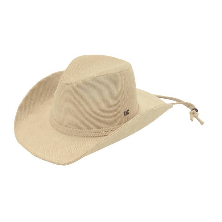 Frem - Wholesale Cowboy Hat - Unisex - Corduroy Cowboy Hat with Chin Strap6