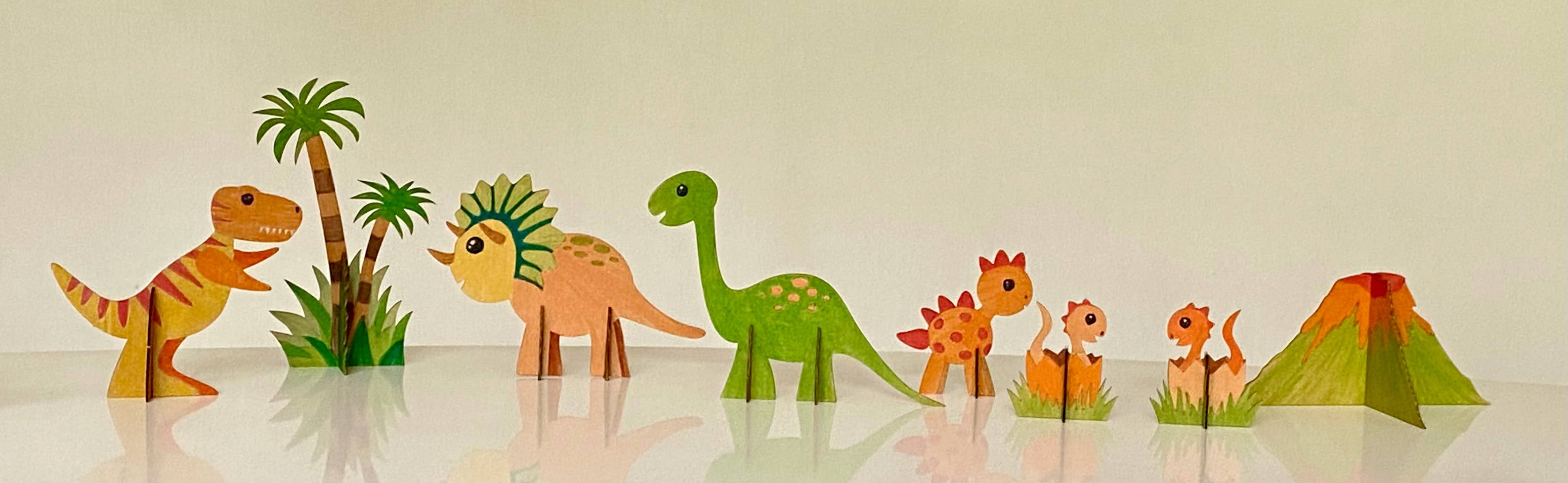 FLOMI - Wholesale DIY Craft Kit - Kids - Eco-Friendly 3D Creative Kit – Coloring – Dinosaurs 4+4