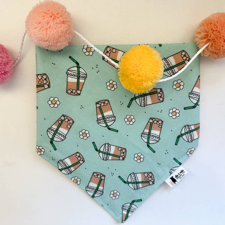 Floral & Daisy Iced Coffee Summer Dog Bandanas for wholesale by Ellie and Nala Design Co.