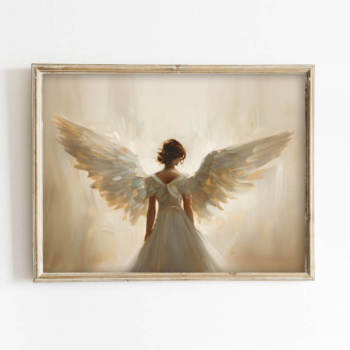 Angel's Back Christmas Art Print for wholesale by Paper House Print Shop