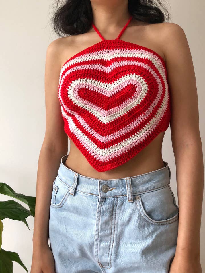 Vintage Crochet Halter Top - Gypsy Festival Y2K Aesthetic for wholesale by Honey Art and Nature