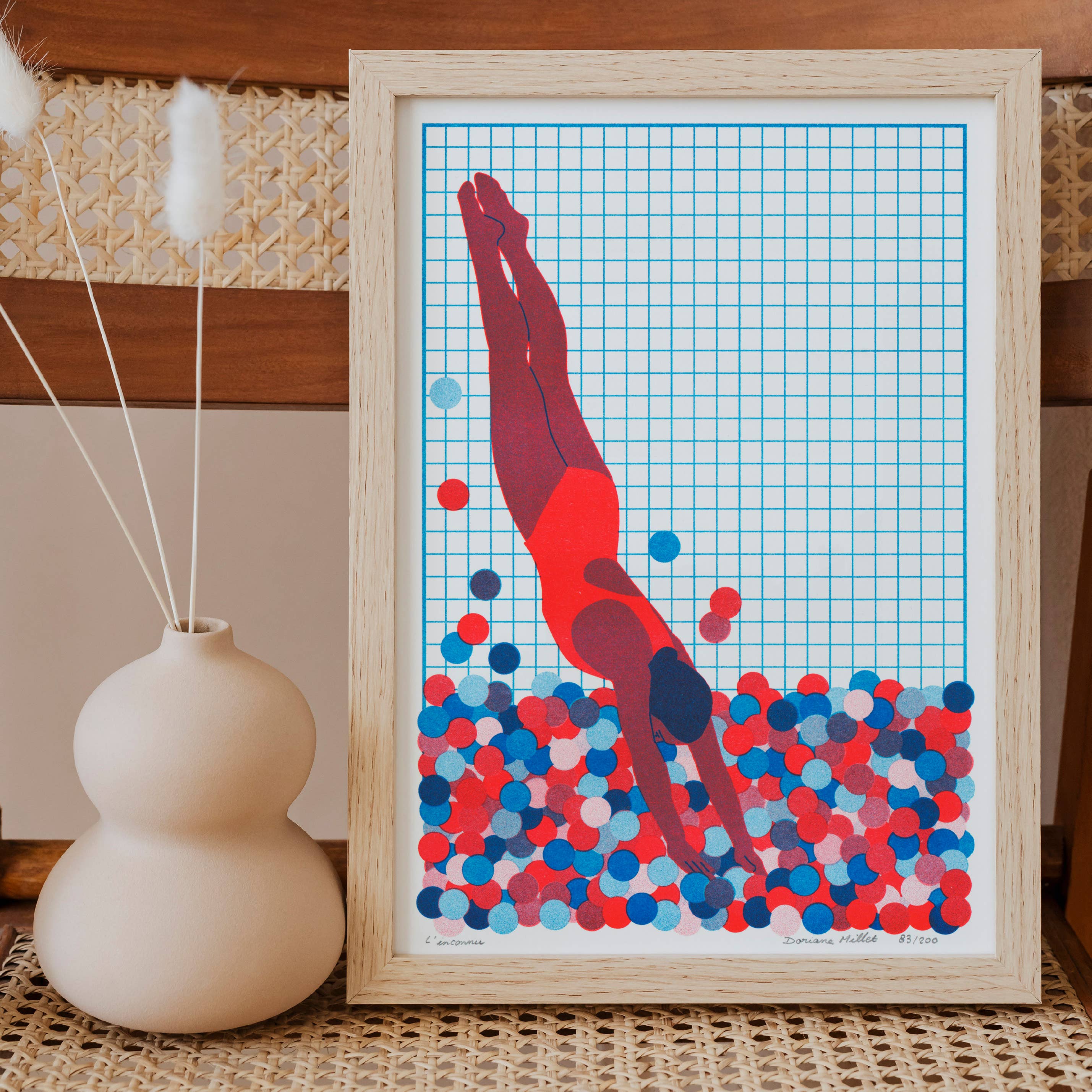 Doriane Millet - Wholesale Art Print - The Unknown (saturated colors version) | Risograph A43