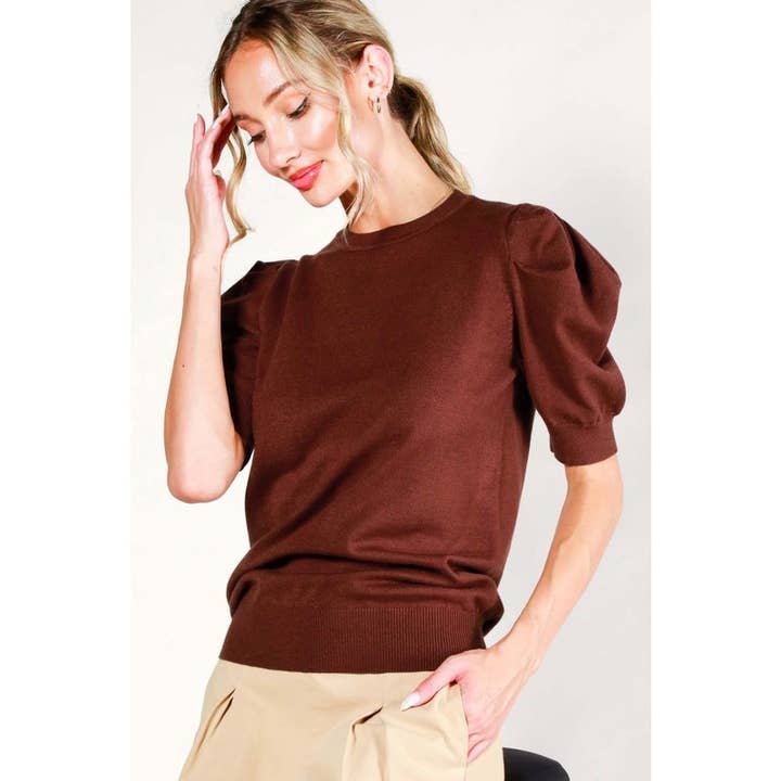 STYLE USA - Wholesale Tunic - Women's - PUFF SLEEVE SWEATER TOP