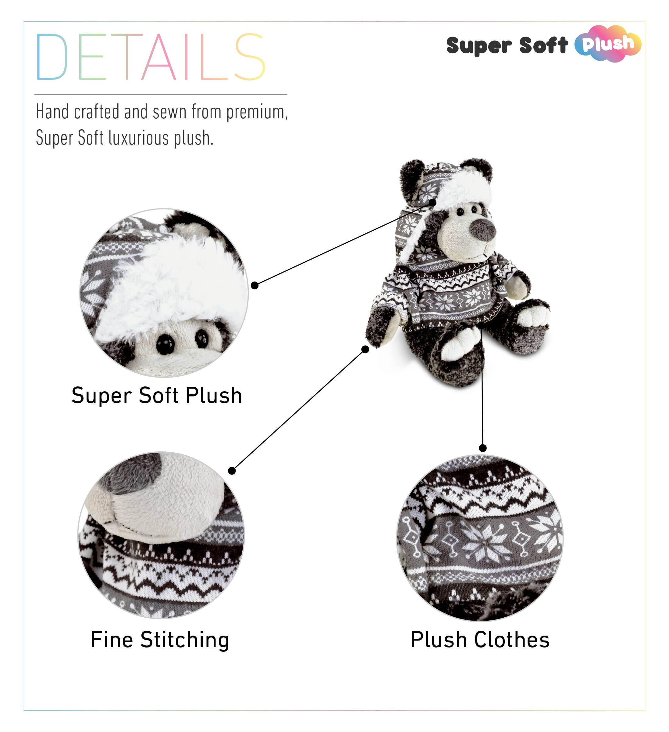 Cota Global - Wholesale Stuffed/Plush Toy - Kids & Baby - Super Soft Plush With Clothes  - Black Bear1