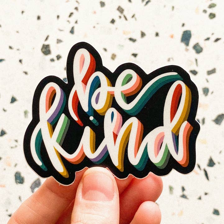 Autocollants esthétiques en vinyle Be Kind Cute Quotes pour ordinateur portable pour la vente par Adria Adams Co.