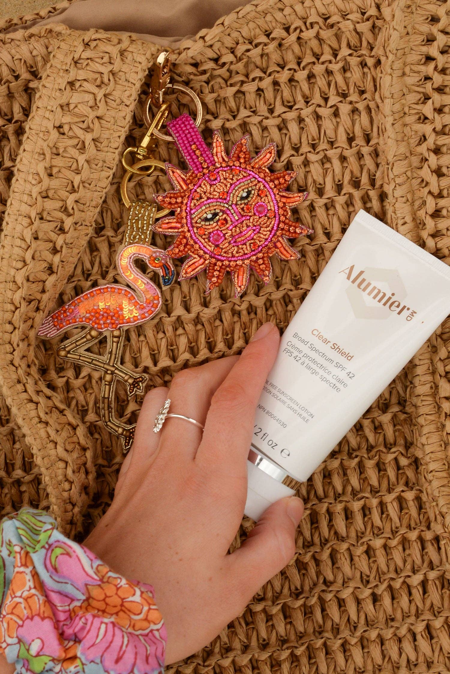 My Doris - Venta al por mayor Llavero - Mujer - Llavero con motivo de flamenco rosa y cuentas1