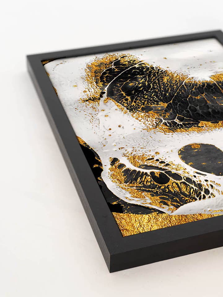 Goldenes abstraktes Bild. Wandkunstdruck mit Rahmen. für den Großhandel von Any Image