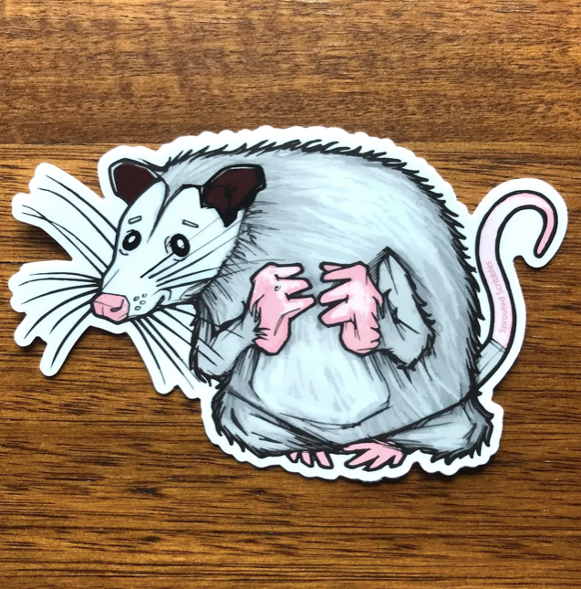 Sprouted Scribbles - Wholesale Sticker - Cute Opossum Sticker Human Drawn Vinyl Decal1