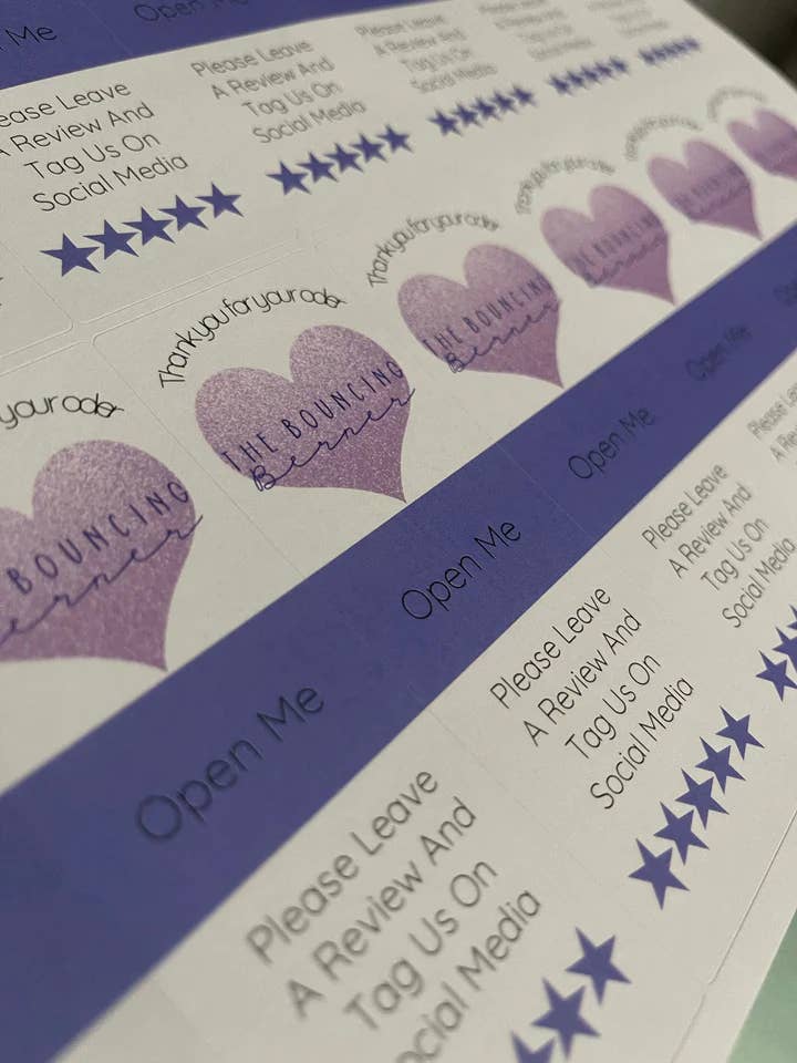 Branded Box Seals for wholesale by The Bouncing Berner