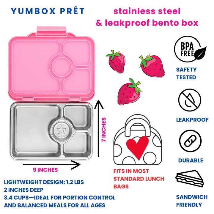 Yumbox - Wholesale Lunch Bag/Box - Yumbox Prêt – Leakproof Stainless Steel Bento - Versailles Pink2