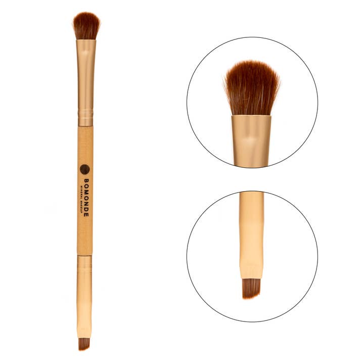 Vegan Dual Eyeliner & Shadow Brush | Precision & Blending Tool in Eco Hessian Bag for wholesale by bomonde