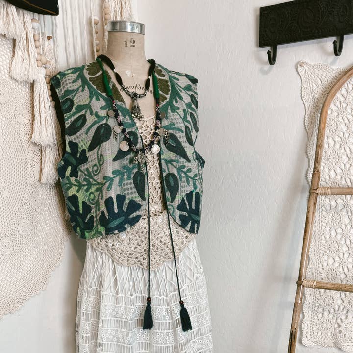 Wylder Trading Company - Wholesale Outerwear Vest - Women's - Boho Western Artisan Fringe Vests | Kantha Suzani Textile17