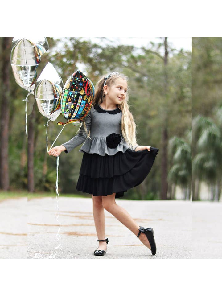 SISSYMINI – Engroshandel Kjole - Børn – Peplum Lange ærmer Flæser Kjole Småbørn & Piger| LV369