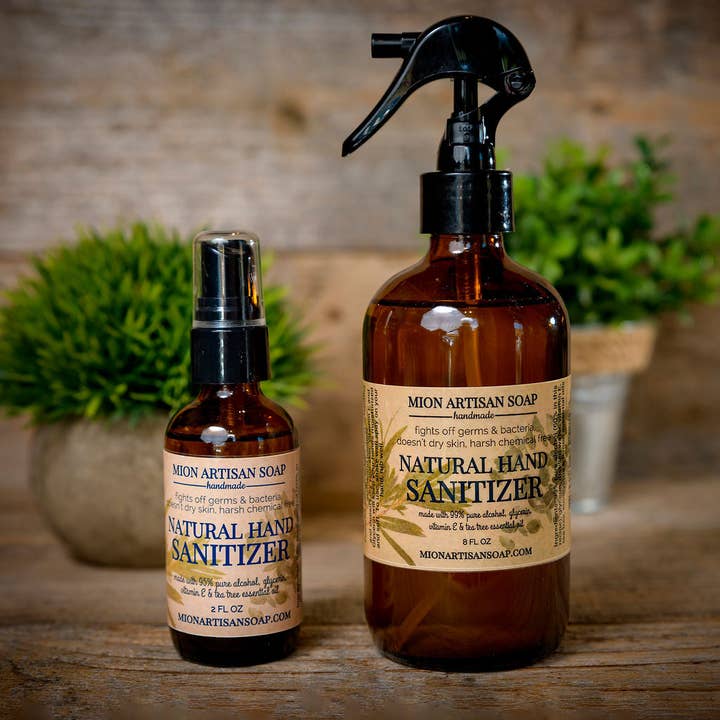 Natural Hand Sanitizers | Made With Pure Alcohol and Essential Oils | 8 FL OZ for wholesale by MION Artisan Soap
