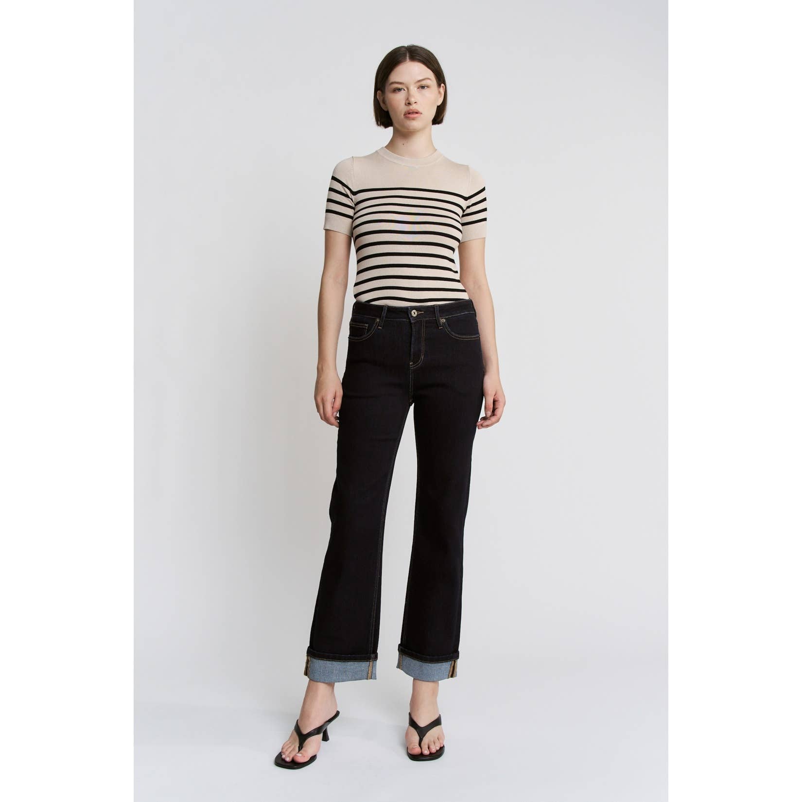 RAW BLUE MID RISE ANKLE STRAIGHT CUFFED LEG for wholesale on Faire0