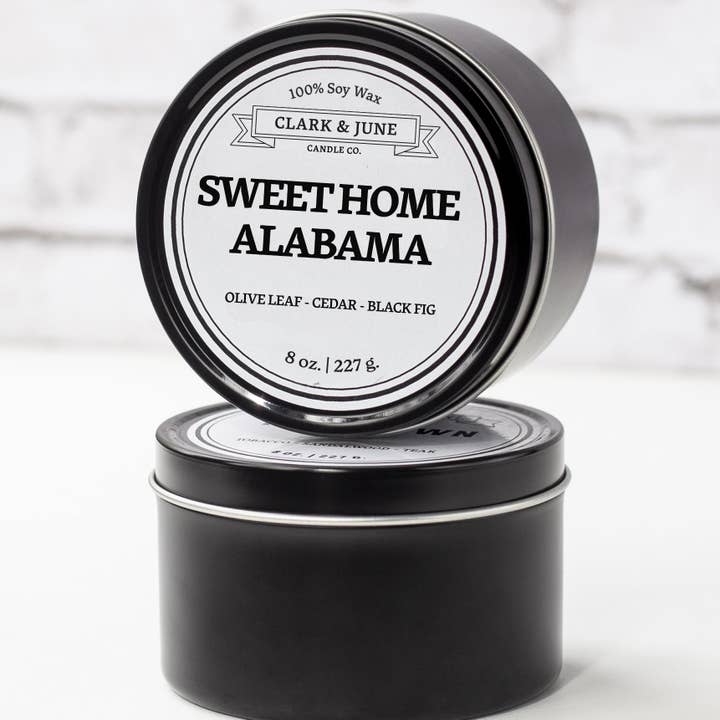 Sweet Home Alabama|Olive Leaf - Cedar - Fig 8oz Soy Candle for wholesale by Clark & June Candle Co.