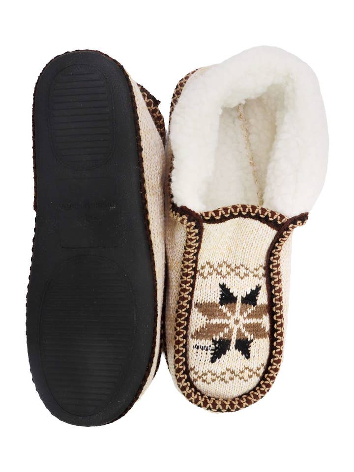 SURTIDO Zapatillas mocasín forradas de vellón tejido con copos de nieve de venta al por mayor en Faire4