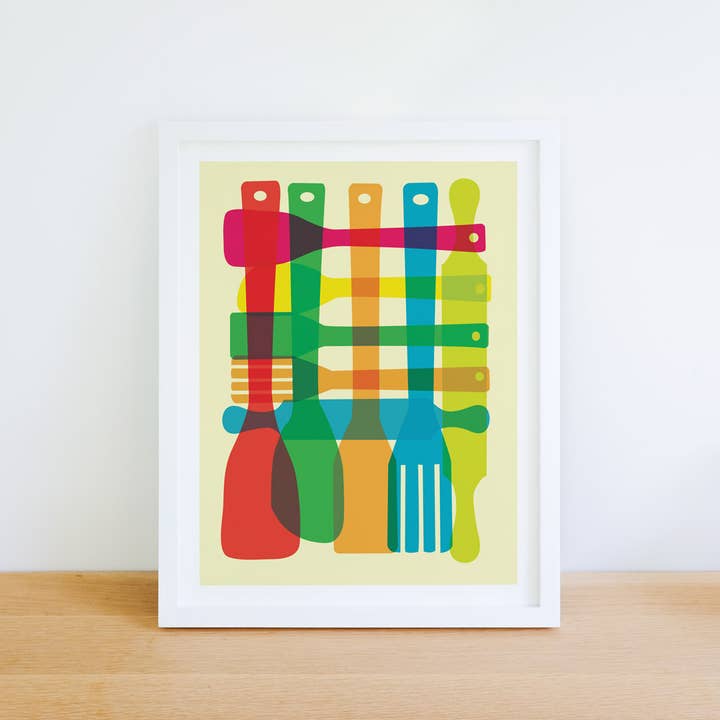 strawberryluna - Wholesale Art Print - Kitchen Giclee Print - Utensil Stack - Poster Mid Century5