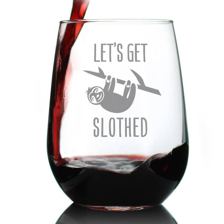 Verre à vin sans pied Get Slothed - Cadeaux et décorations pour paresseux pour la vente par bevvee