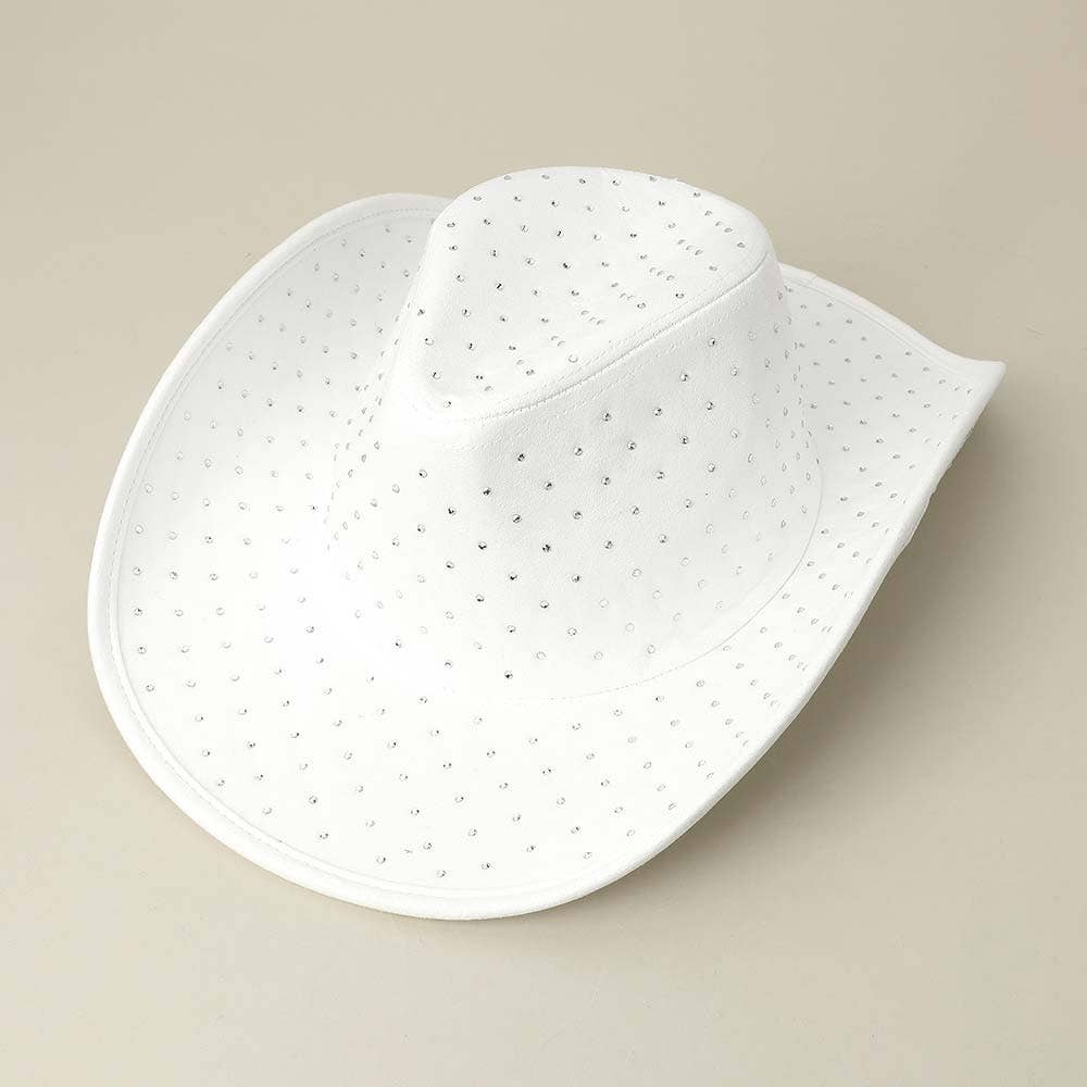 Sensibling Corp. - Wholesale Cowboy Hat - Women's - Rhinestone Embellished Faux Suede Western Cowboy Fedora Hat15