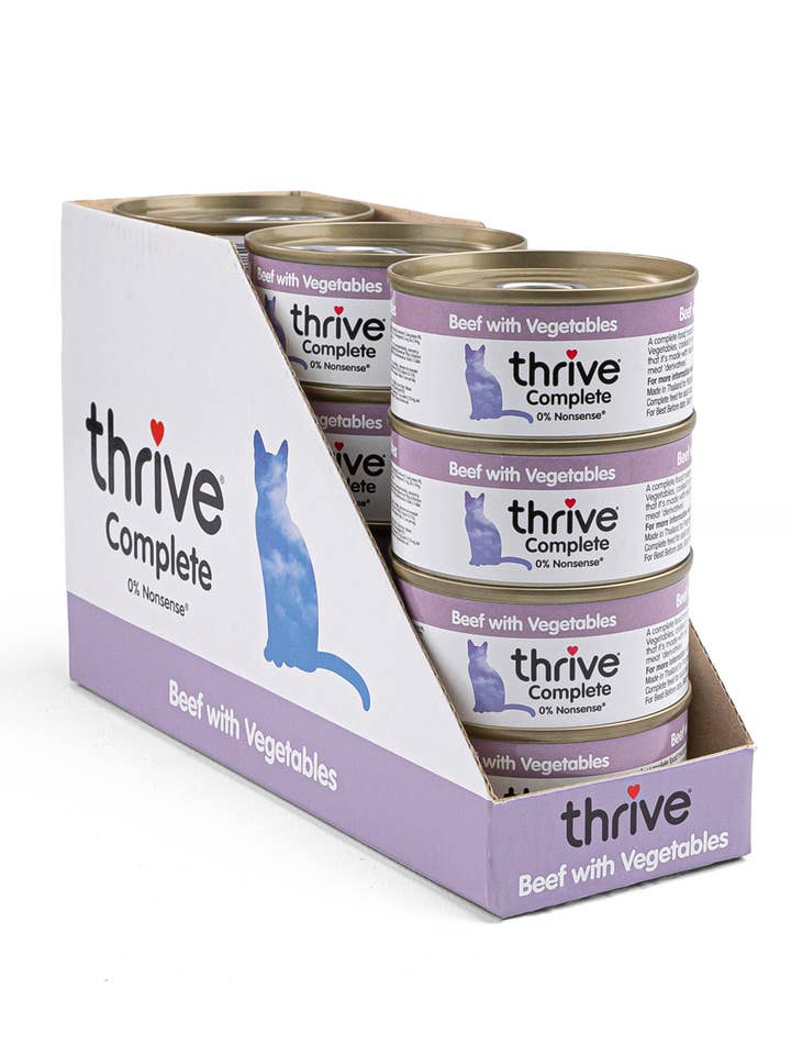 Thrive komplet vådfoder Oksekød med Grøntsager 12x75 gr. for engroshandel hos Finest Petfoods
