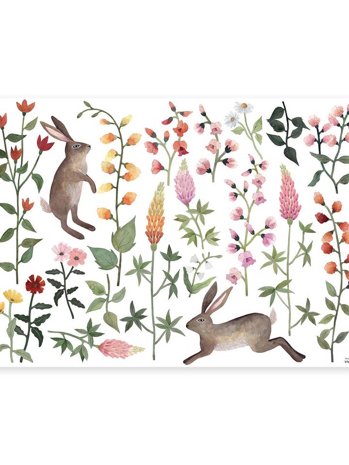 Queyran - Veldbloemen en Konijnen Muurstickers voor wholesale door LILIPINSO