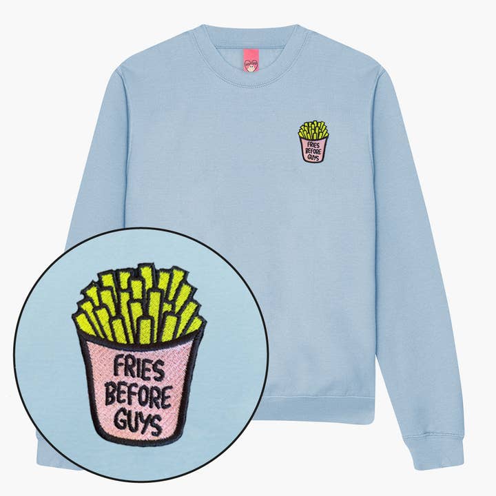Sweatshirt Bordado "Fries Before Guys" (Unissexo) por atacado de SassySpud