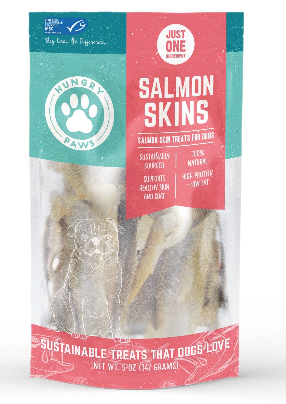 Hungry Paws - Wholesale Pet Treats - Dog - Salmon Skin for Dogs -    5 oz MSC0