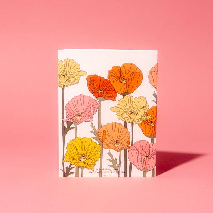 Illustrating Amy - Wholesale Birthday Card - Birthday Poppies Card