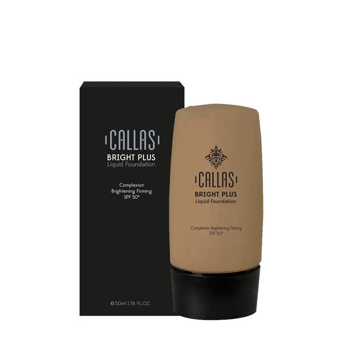 Callas & Dearderm – Engroshandel Foundation – CALLAS Bright Plus Liquid Foundation SPF 50+ 04 mørk honning1