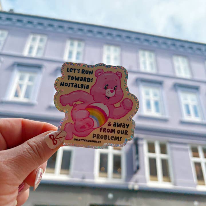 NatterDoodle - Wholesale Sticker - Let's Run Towards Nostalgia Funny Care Bear 1980s Sticker