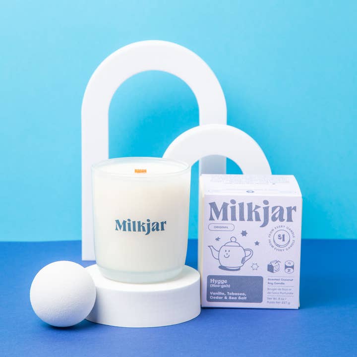 Milk Jar Candle Co. - Wholesale Jar/Filled Candle - Hygge - Vanilla, Tobacco & Cedar Coconut Soy 8oz Candle
