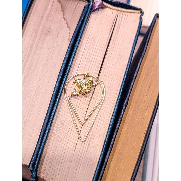 Bookish Trinkets - Wholesale Bookmark - Fantasy Flying Dragon Teardrop Metal Bookmark3